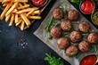 © Антон Сальников - Take-out meatballs with fries. Fast food, fast food