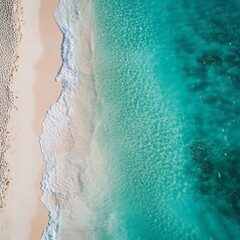 Aerial View of Beach with Turquoise Water and White Sand