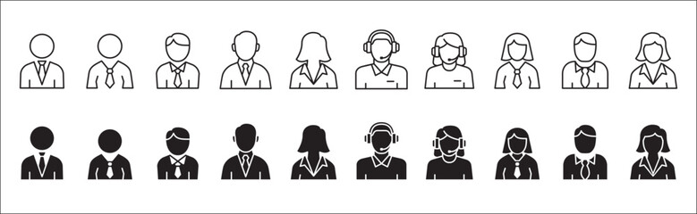 businessman icon set. business woman icons. user icon. professional company person or worker symbol.
