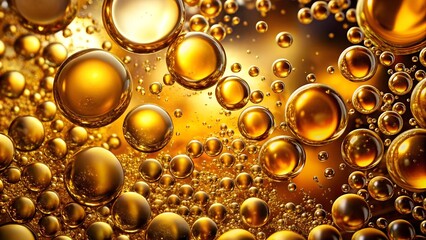 Poster - Golden Symphony: A Tapestry of Shimmering Yellow Oil Bubbles  generative AI