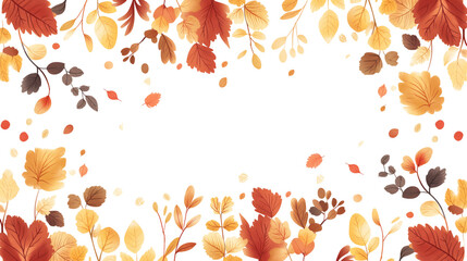 Wall Mural - Autumn leaves border background isolated on white