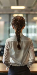 Poster - Business girl from behind in a conference room.