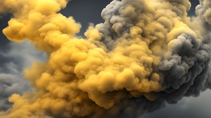 yellow and gray smoke or cloudy