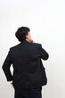 © ArvStd - Rear view asian businessman thinking, dilemma from back. business, people office concept