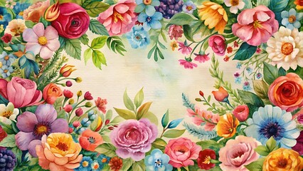 Wall Mural - A Symphony of Color: A Watercolor Floral Seamless Pattern with a Lush Garden Theme  Generative AI