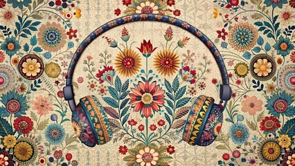 Wall Mural - Whispers of Bloom: A Floral Tapestry of Sound  Generative AI