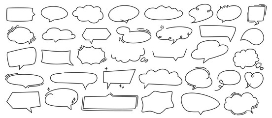 Aufkleber - Empty chatboxes, isolated set of bubble doodles. Vector blank thought boxes of personages and comic characters. Expressing emotions and speaking, thoughts and ideas, comments for people