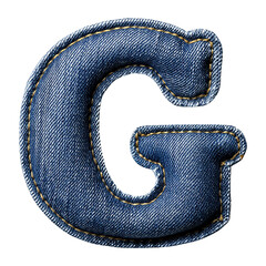 Wall Mural - Stylized letter G made of denim fabric with stitching detail, perfect for textile design or branding projects.