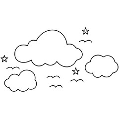 Wall Mural - Cloud  single line art, continuous one line drawing of  Isolated outline vector art 
