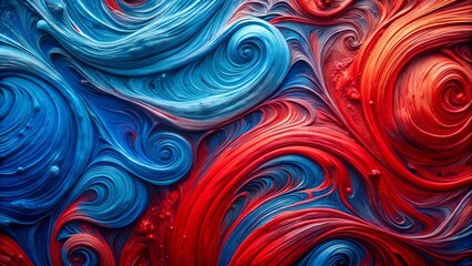 Poster - Abstract Symphony of Red and Blue: A Kaleidoscope of Swirls and Textures  Generative AI