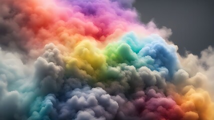 Poster - rainbow and gray smoke or cloudy