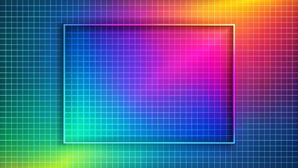 Poster - Abstract Shifted Square Grid with Vibrant Gradient Hues  AI generated