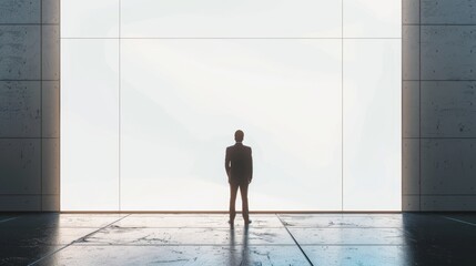 Canvas Print - Businessman with large blank background.