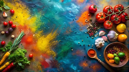 Canvas Print - A vibrant abstract portrayal of a chef's creative journey in the kitchen  AI Generated