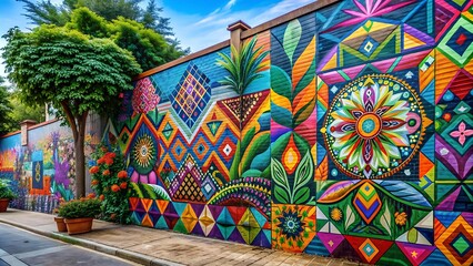 Wall Mural - Urban Oasis: A Vibrant Street Mural  Generative AI