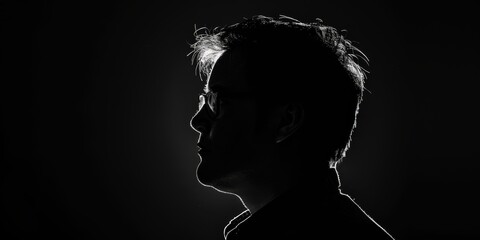 Canvas Print - darkened profile of a successful entrepreneur in silhouette.