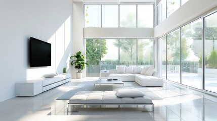 Sticker - Modern Living Room with Large Windows