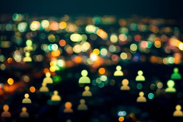 Poster - Double exposure of network icons and communication concepts.