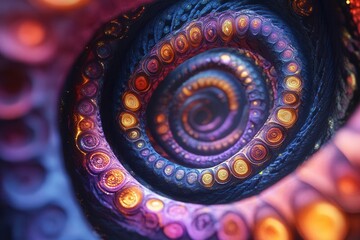 Wall Mural - fractal dimension portal swirling vortex of geometric patterns and vibrant colors leading into infin