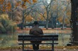 © Cloudyew - Lonely Old Man in Park Sitting Alone
