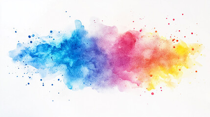 Colorful watercolor splash with dynamic movement Water color on white background