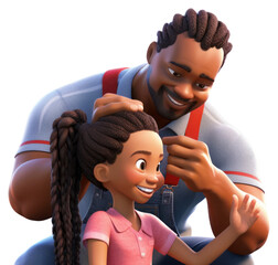 Sticker - PNG Cartoon father braid togetherness.