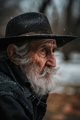 Canvas Print - Lonely Old Man in Yard