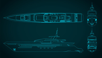 Wall Mural - Superyacht blueprints illustration