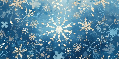 Wall Mural - Enchanting Anime Winter Wonderland: Magical Blue Christmas Scene with Falling Snow. Festive 4K Wallpaper for Holiday Marketing, Chinese New Year 2025 Celebration, and Joyful Season's Greetings.