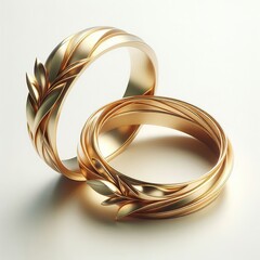 Wall Mural - a pair of 3D Gold Elegant wedding rings