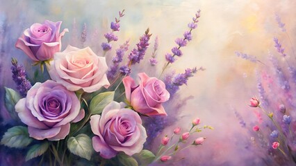 Wall Mural - Whispers of Lavender and Rose: An Impressionistic Symphony of Pastel Hues  Generative AI