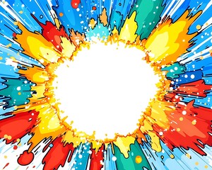 Wall Mural - Pop Art Rainbow Comic Explosion Background. A blank comic book style speech bubbles to write dialogue