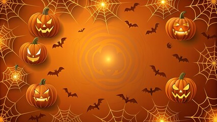 Wall Mural - Glowing Pumpkin Patch: A Spooky Halloween Tile Pattern  Generative AI