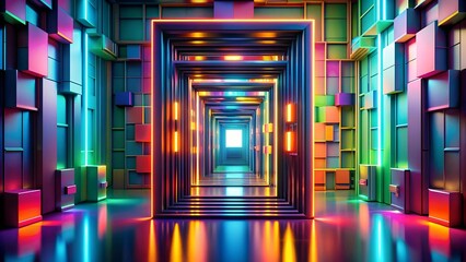 Canvas Print - Abstract Portal: A Symphony of Color and Light  generative AI