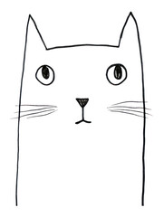 Canvas Print - PNG Minimal illustration of a cat drawing sketch animal.