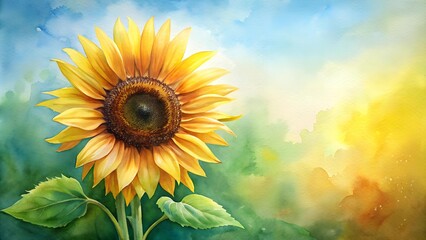 Wall Mural - Sun-Kissed Petals: A Watercolor Celebration of the Sunflower's Golden Glow  generative AI