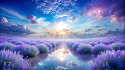 Canvas Print - Ethereal Dreamscape: A Gradient Symphony of Lavender and Azure  AI generated