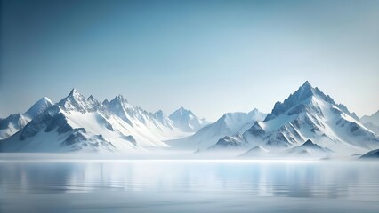 Sticker - Silent Serenity: A Minimalist Mountain Landscape in Monochromatic Hues  generative AI