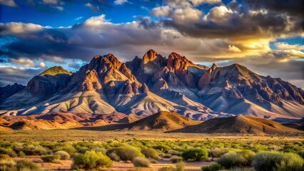 Canvas Print - Majestic McCullough: A Nevada Landscape in the WPA Style  generative AI