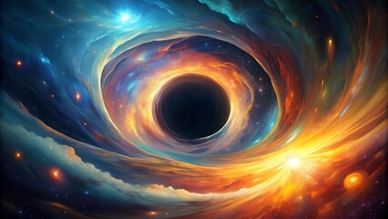 Canvas Print - Cosmic Dance of Light and Darkness: A Surrealist Depiction of a Black Hole  Generative AI