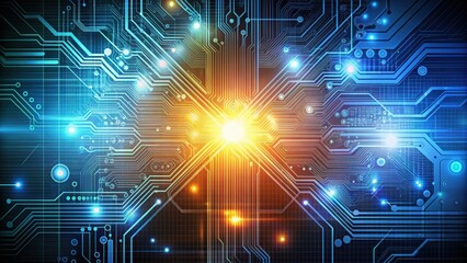 Abstract background of various technological concepts with digital elements and circuits , technology, futuristic