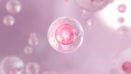 Wall Mural - 3d animation cosmetics many atoms floating in droplets. design of collagen bubbles. design for a moi