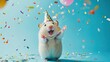 © Maxime - Happy Hamster in Party Hat with Confetti