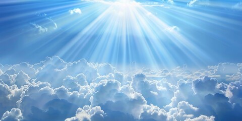 Wall Mural - Sunlight shining through clouds with sunbeams