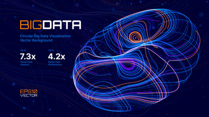 Aufkleber - Digital Big Data Flow Vector Background. Big Data Technology Lines. Abstract Science Technology Illustration. Big Data Neural Network Background Concept. AI Visualization Concept. Vector.