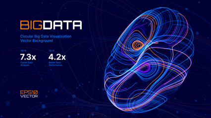 Leinwandbilder - Digital Big Data Flow Vector Background. Big Data Technology Lines. Abstract Science Technology Illustration. Big Data Neural Network Background Concept. AI Visualization Concept. Vector.