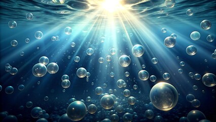 Wall Mural - ethereal bubbles in a midnight sea generative ai