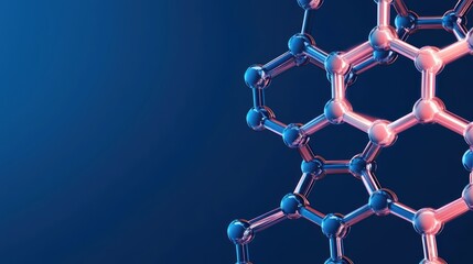 Wall Mural - a visually stunning banner featuring interconnected blue and pink hexagons forming a molecular struc