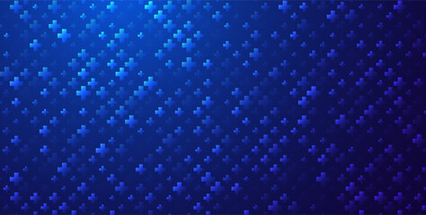 Aufkleber - Blue Mathematical Plus Symbols Pattern. Math Design Elements Background. Medical Tech Background. Vector Illustration.