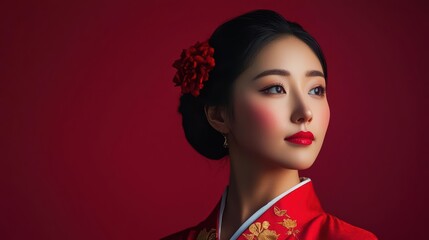 Luxury portrait of an Asian woman in traditional attire